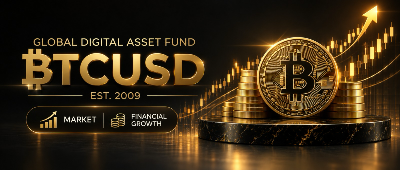 Gold candlestick chart with bitcoin coins